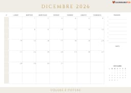 Calendario dicembre con Settimane