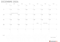 Calendario dicembre Vuoto