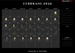 Calendario febbraio con fasi Lunari