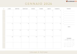 Calendario Gennaio con Settimane