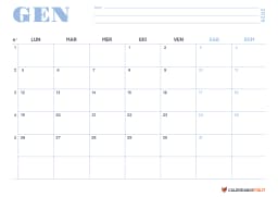 Calendario Gennaio Minimalista