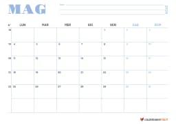 Calendario maggio Minimalista