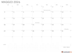 Calendario maggio Vuoto