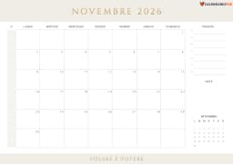 Calendario novembre con Settimane