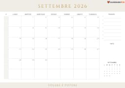 Calendario settembre con Settimane