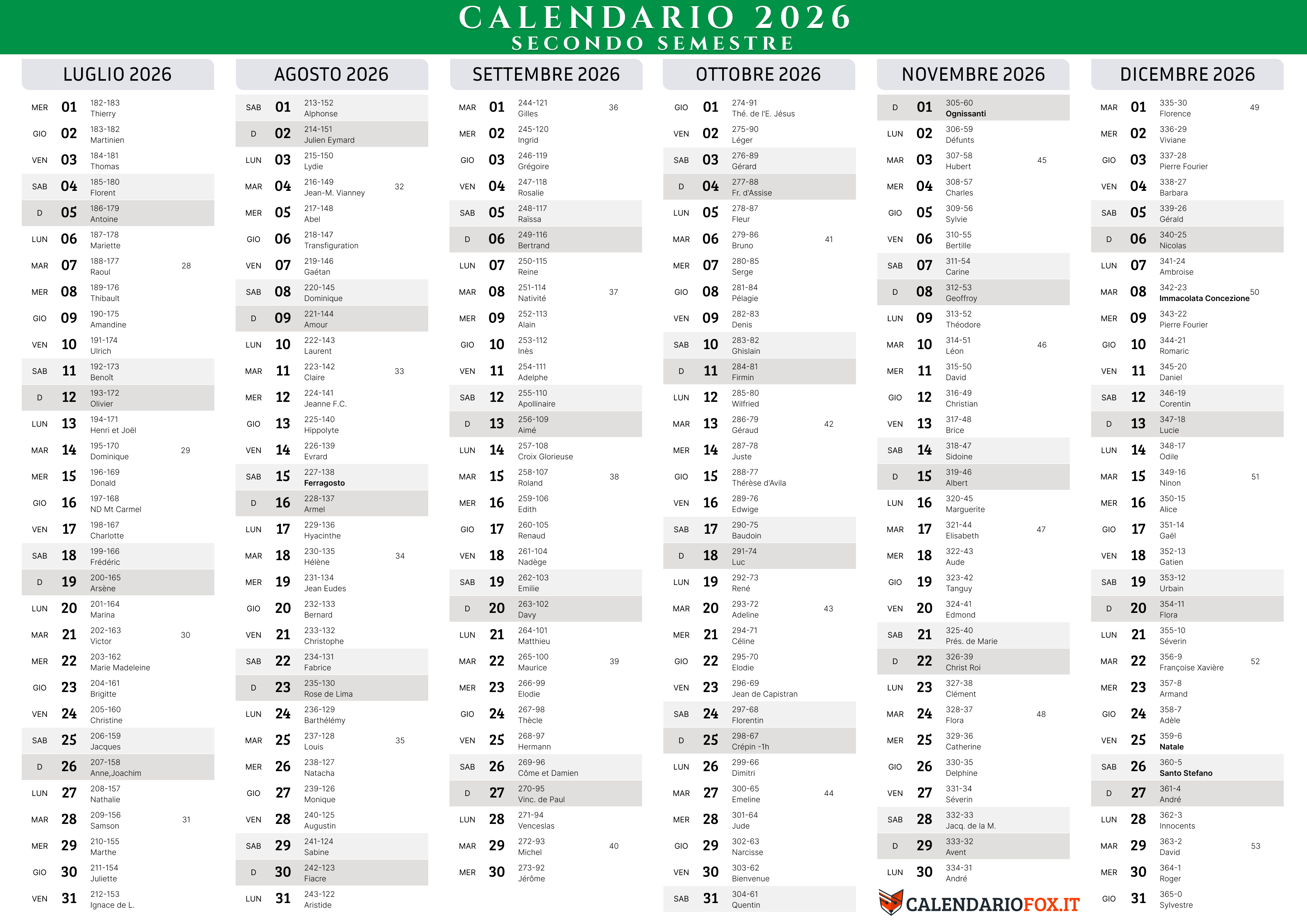 Calendario 2026 Da Stampare PDF Gratis