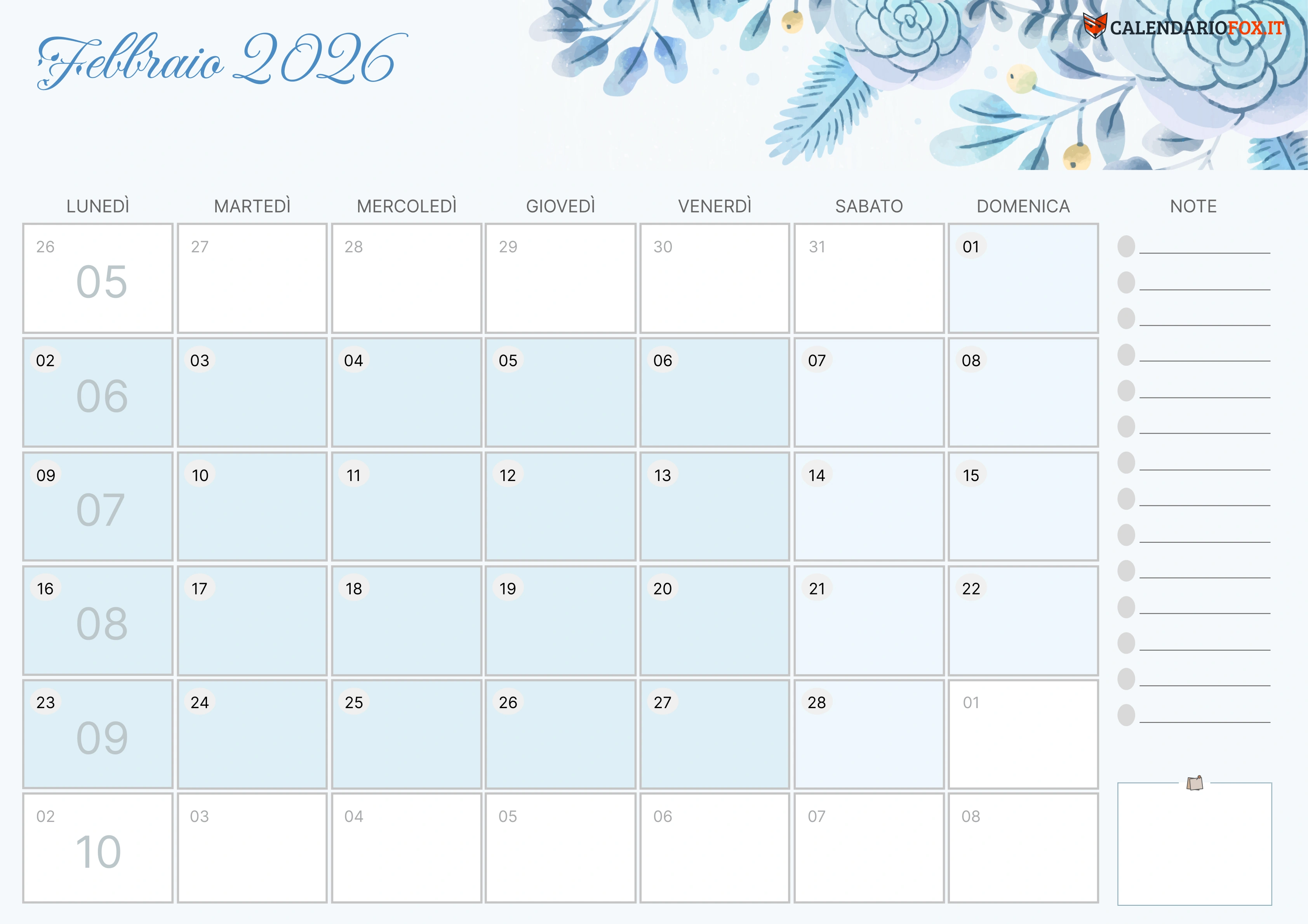 Calendario febbraio estetico
