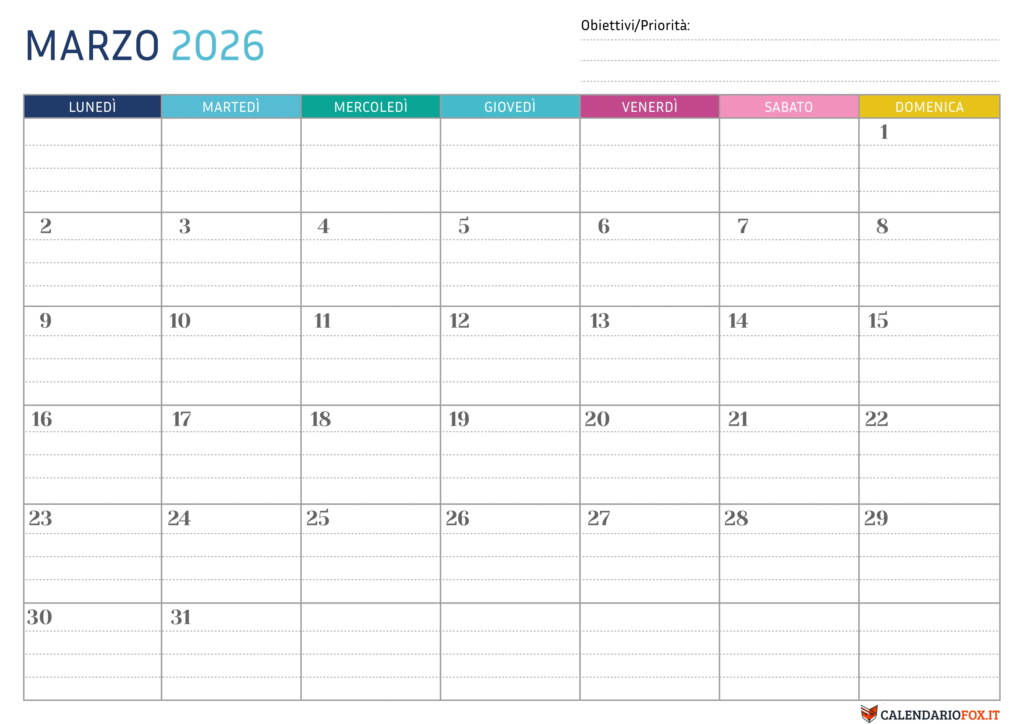 Calendario marzo Puntinato